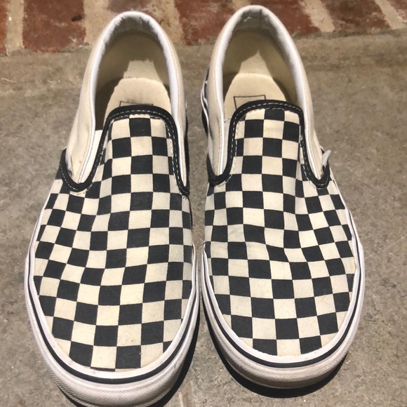 Vans Shoes - Vans checkerboard classic slip-on ochre sneakers